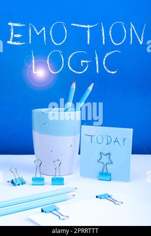 Inspiration montrant signe Emotion Logic. Idée d'affaires cœur ou âme de cerveau ou confusion d'intelligence équilibre égal Banque D'Images