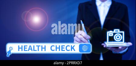 Vérification du fonctionnement du texte d'écriture manuscrite. Concept signification examen médical bien-être et inspection générale de l'état Banque D'Images