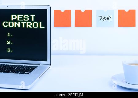 Texte montrant l'inspiration lutte antiparasitaire, photo conceptuelle tuer les insectes destructeurs qui attaquent les cultures et le bétail Banque D'Images