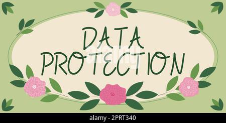 Inspiration montrant Sign Data ProtectionProtégez les adresses IP et les données personnelles des logiciels nuisibles, l'approche d'entreprise protège les adresses IP et perso Banque D'Images