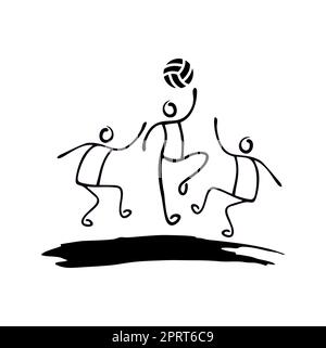 Logo stickman jouant au volley-ball Sign Illustration de Vecteur