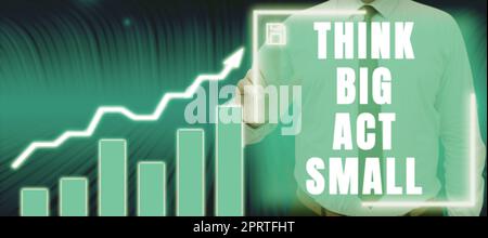 Écriture affichage de texte Think Big Act Small. Concept d'entreprise les grands objectifs ambitieux ne prennent que quelques pas un à la fois Banque D'Images