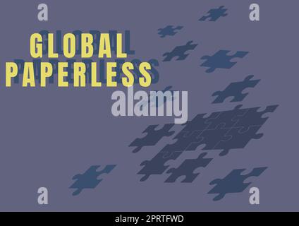 Affichage conceptuel Global Paperlessing pour les méthodes technologiques comme le courrier électronique au lieu de papier. Concept signifiant aller pour les méthodes technologiques comme le courrier électronique au lieu de papier Banque D'Images
