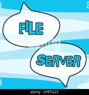 Légende de texte présentant File Server, périphérique Business Idea qui contrôle l'accès aux données stockées séparément Banque D'Images