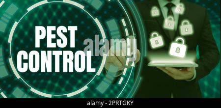 Texte montrant l'inspiration lutte antiparasitaire, concept d'entreprise tuer les insectes destructeurs qui attaquent les cultures et le bétail Banque D'Images