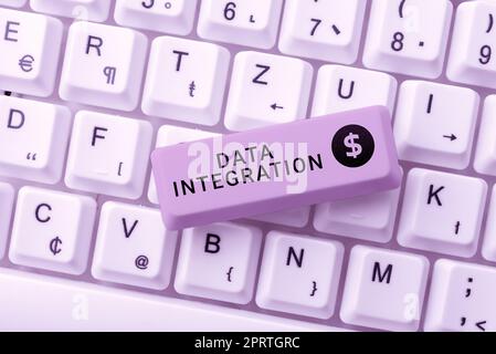 Inspiration montrant l'intégration de données de signe combinaison de processus techniques et d'affaires à combiner. Mot écrit sur la combinaison de processus techniques et d'affaires à combiner Banque D'Images