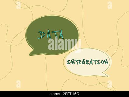 Inspiration montrant l'intégration de données de signe combinaison de processus techniques et d'affaires à combiner. Concept d'entreprise combinaison de processus techniques et d'affaires à combiner Banque D'Images