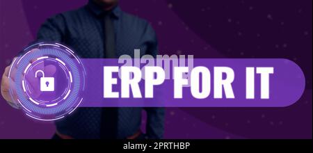 Écriture de texte ERP pour elle. Logiciel de planification des ressources Word for Enterprise pour l'intégration d'applications Banque D'Images