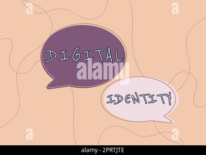 Légende conceptuelle Identityinformation numérique sur l'entité utilisée par l'ordinateur pour représenter l'agent. Informations de concept Internet sur l'entité utilisée par l'ordinateur pour représenter l'agent Banque D'Images