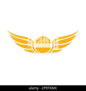 Logo Angel Burger avec logo Wings. Concept de logo Flying Burger. Illustration de Vecteur