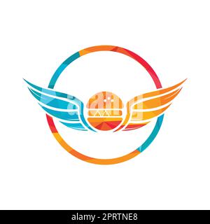 Logo Angel Burger avec logo Wings. Concept de logo Flying Burger. Illustration de Vecteur