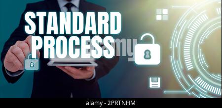 Légende de texte présentant les règles de processus standard à adapter à la qualité finale du produit. Mot écrit sur les règles à mettre en correspondance avec la qualité finale du produit Banque D'Images