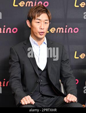 Tokyo, Japon. 27 avril 2023. Satoshi Shimizu, boxeur professionnel japonais, assiste à une conférence de presse à Tokyo, Japon sur 27 avril 2023. Shimizu est sur le point de défier Robeisy Ramirez de Cuba pour le titre de poids plume WBO sur 7 mai à Tokyo, Japon. Crédit: Hiroaki Finito Yamaguchi/AFLO/Alamy Live News Banque D'Images