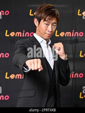 Tokyo, Japon. 27 avril 2023. Satoshi Shimizu, boxeur professionnel japonais, assiste à une conférence de presse à Tokyo, Japon sur 27 avril 2023. Shimizu est sur le point de défier Robeisy Ramirez de Cuba pour le titre de poids plume WBO sur 7 mai à Tokyo, Japon. Crédit: Hiroaki Finito Yamaguchi/AFLO/Alamy Live News Banque D'Images