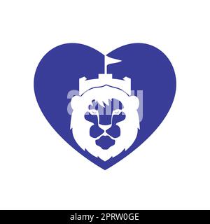 Modèle de conception du logo Lion fort Vector. Concept du logo du château de roi. Illustration de Vecteur