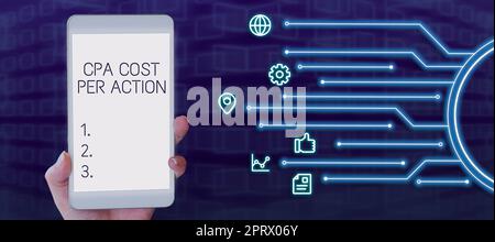 Affichage conceptuel coût CPA par ActionCommission payé lorsque l'utilisateur clique sur un lien affilié. Commission photo conceptuelle payée lorsque l'utilisateur clique sur un lien d'affiliation Banque D'Images