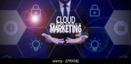 Écriture affichage de texte Cloud MarketingLe processus d'une organisation pour commercialiser ses services. Aperçu de l'entreprise processus de mise en marché des services d'une organisation Banque D'Images