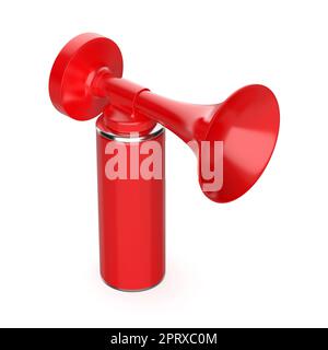 Klaxon pneumatique portable rouge sur fond blanc Banque D'Images