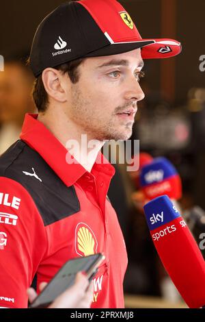 Bakou, Azerbaïdjan - 27/04/2023, LECLERC Charles (mco), Scuderia Ferrari SF-23, portrait du Grand Prix d'Azerbaïdjan de Formule 1 2023, 4th tour du Championnat du monde de Formule 1 2023 de 28 avril à 30, 2023 sur le circuit de la ville de Bakou, à Bakou, Azerbaïdjan - photo Xavi Bonilla/DPPI crédit: DPPI Media/Alamy Live News Banque D'Images