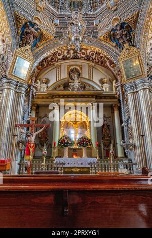 Le retable de la chapelle baroque du Senor de Tlacolula, église de l'Assomption, Tlacolula de Matamoros, Mexique. Banque D'Images