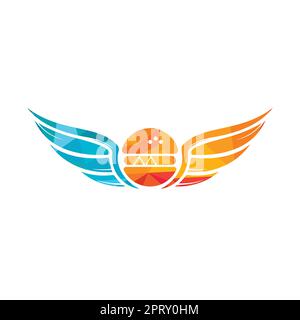 Logo Angel Burger avec logo Wings. Concept de logo Flying Burger. Illustration de Vecteur