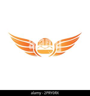 Logo Angel Burger avec logo Wings. Concept de logo Flying Burger. Illustration de Vecteur