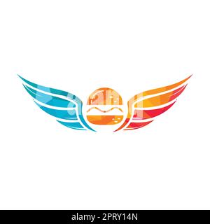 Logo Angel Burger avec logo Wings. Concept de logo Flying Burger. Illustration de Vecteur