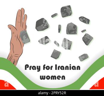 Poster against wearing the hijab, Iranian protest. Women's Protest in Iran. Inscription in Persian: be brave Stock Vector