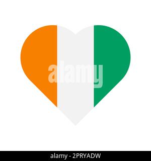 Drapeau vectoriel de Côte d'Ivoire coeur sur fond blanc Illustration de Vecteur