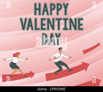 Légende de texte présentant Happy Valentine Day, Word écrit un jour spécial pour les amoureux d'exprimer leur affection à eux-mêmes Banque D'Images
