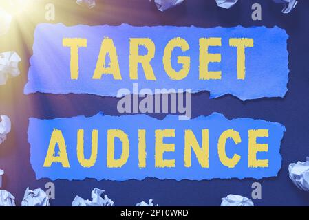 Légende conceptuelle public cible, Aperçu de l'entreprise Groupe de consommateurs le plus susceptible d'être intéressé Banque D'Images