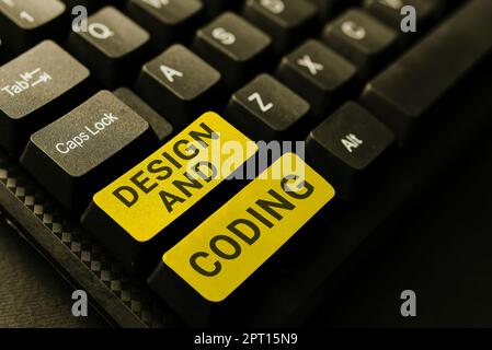 Inspiration montrant la conception et le codage de signe, l'approche d'affaires HTML et la programmation, site Web de développement multiplate-forme Banque D'Images