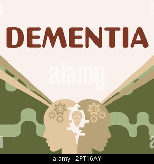 Texte d'écriture Dementia, Aperçu des affaires le mot général pour les maladies et les troubles avec une perte de mémoire Banque D'Images