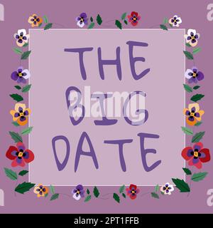 Affiche montrant la grande date, aperçu des affaires Journée importante pour un mariage de couple anniversaire Banque D'Images