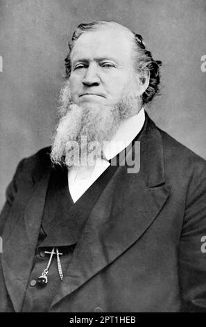 Brigham Young. Portrait du chef religieux et homme politique, Brigham Young (1801-1877), par Charles William carter, c. 1865 Banque D'Images