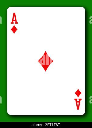 Une carte à jouer Ace of Diamonds avec un chemin d'écrêtage pour supprimer l'arrière-plan et l'ombre 3D illustration Banque D'Images