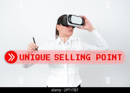 Affiche présentant un point de vente unique, vitrine d'affaires différencier les caractéristiques et avantages spécifiques d'un produit Banque D'Images