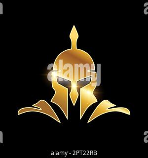 Icône Golden Medieval Armor Helmet Vector Illustration de Vecteur