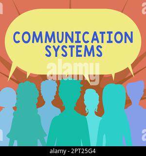 Panneau affichant les systèmes de communication, mot pour le flux d'information utilisation de la machine pour transmettre des signaux Banque D'Images