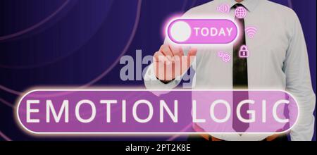 Inspiration montrant signe émotion logique, parole pour coeur ou âme de cerveau ou confusion d'intelligence égale équilibre Banque D'Images