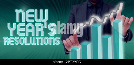 Inspiration montrant le signe de la nouvelle année S résolutions, mot pour le reflet des objectifs, plan et motivation pour l'année à venir Banque D'Images