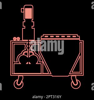 Station de plâtre au néon machine de décoration murale solution mélange icône noir couleur vecteur illustration plate image rouge couleur vecteur illustration image plate style Illustration de Vecteur