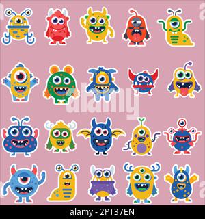 Personnages de dessin animé Halloween Monsters Illustration de Vecteur