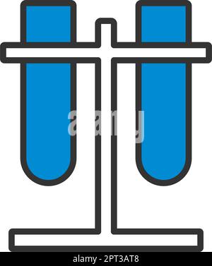 Flacons de laboratoire fixés à l'icône du statif Illustration de Vecteur