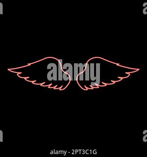 Néons ailes de l'oiseau diable ange paire de l'étalé partie animale Fly concept liberté idée rouge couleur vecteur illustration image style plat Illustration de Vecteur