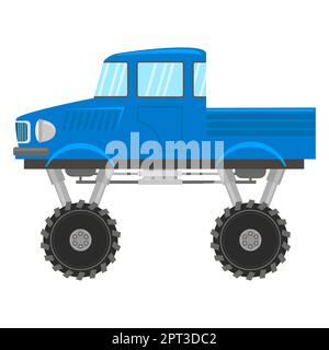 Icône Blue Monster Truck isolée sur fond blanc. Banque D'Images