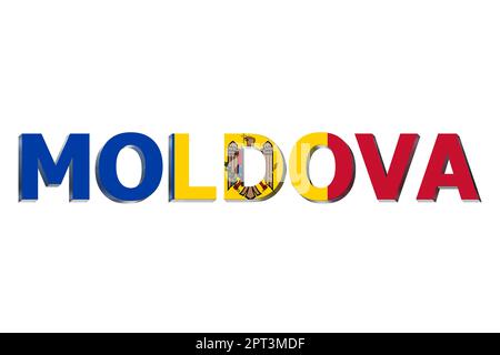 3D drapeau de Moldova sur fond de texte. Banque D'Images