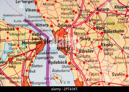 Göteborg, Suède - 20 février 2022: Carte de Helsingborg en Suède Banque D'Images