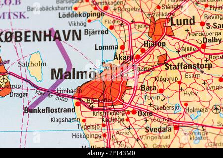 Göteborg, Suède - 20 février 2022: Carte de Malmö en Suède Banque D'Images