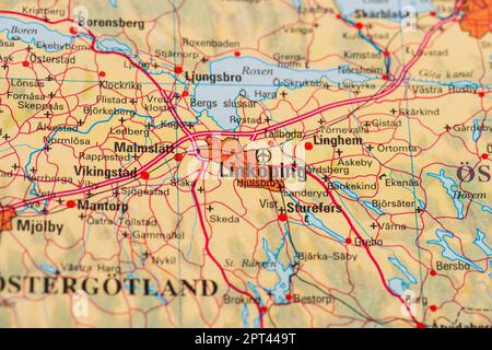 Göteborg, Suède - 20 février 2022: Carte de Linköping en Suède Banque D'Images